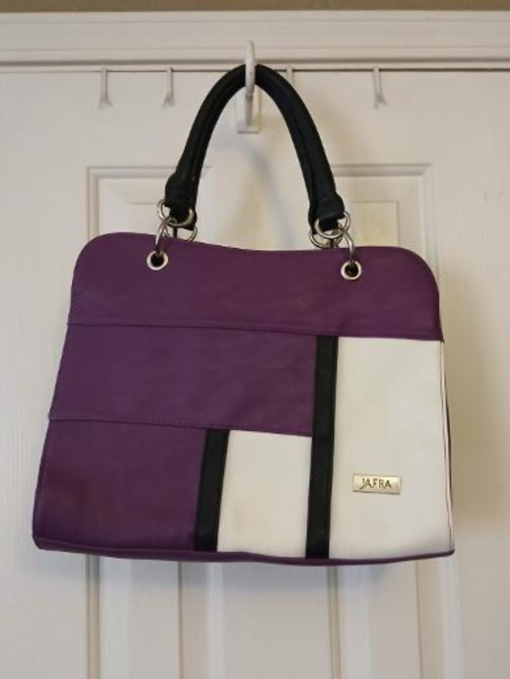 JAFRA  purple, white and black leather purse